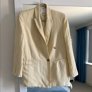 Zara Linen Oversized Jacket in buttery cream color